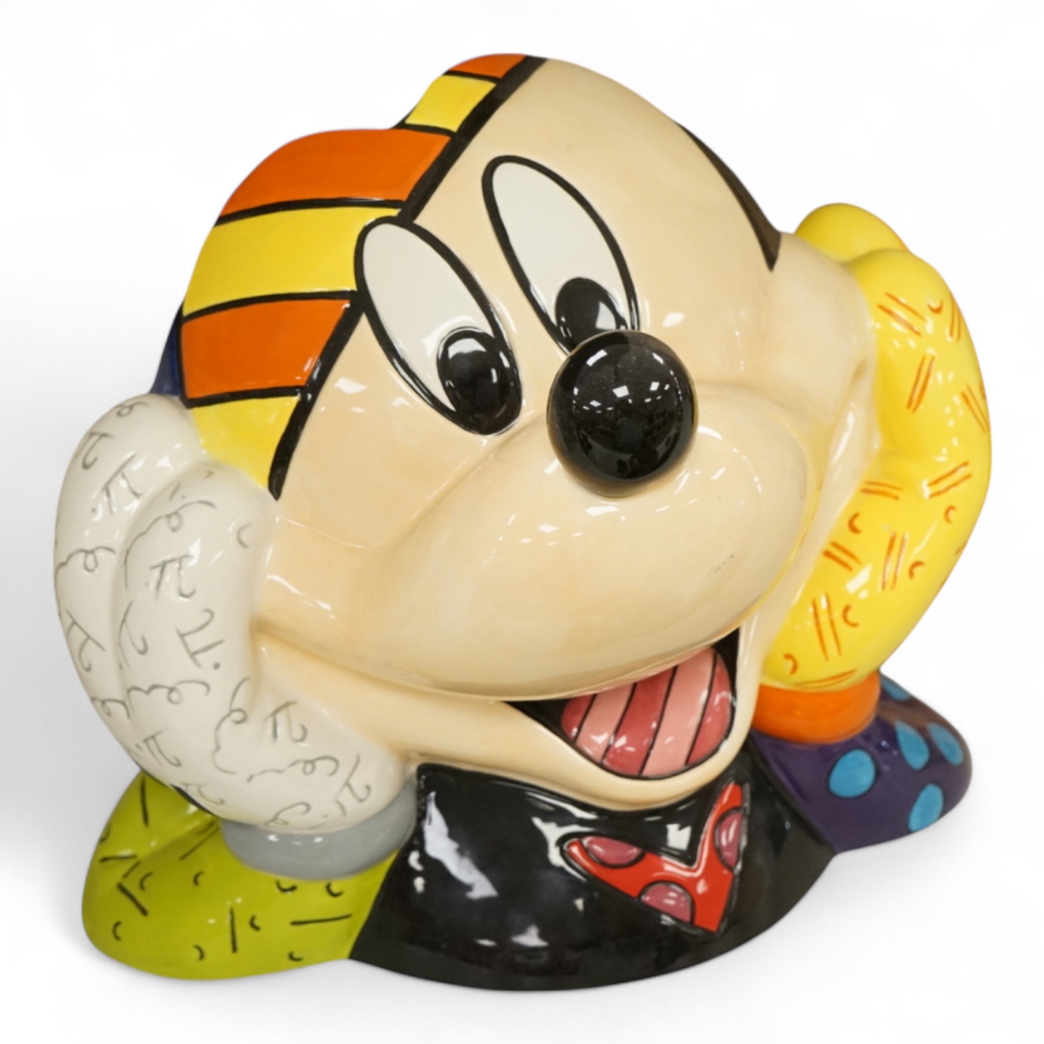 Romero Brotto (Brazilian, 1963-), a ceramic Mickey Mouse cookie jar with booklet, lacking cover, 21cm high